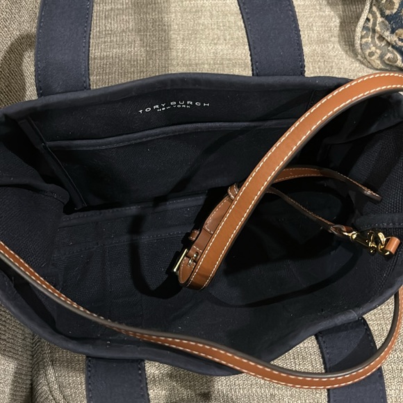 Tory Burch Canvas Small Tote Navy - Picture 11 of 12